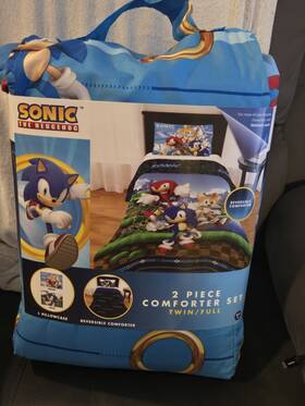 Dl452v-sonic-comfertor Sonic The Hedgehog 72 Inch X86 Soft Reversible Kids Comforter For Twin/full Bedding