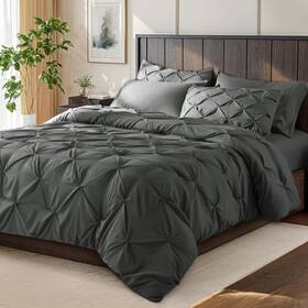 Sonoro Kate 753584128294 Sonjhbqjtqndg Queen Comforter Set 7 Pieces Dark Gray