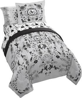 & Sons Inc. 445036843864 Wednesday Addams Twin Size Comforter Set - 5 Piece Bedding Includes Sheet