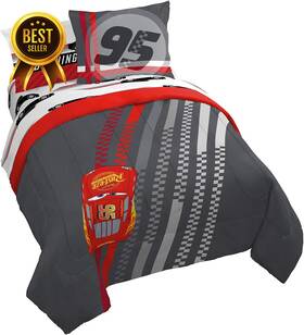 & Sons Inc. 711181335682 Disney Pixar Cars 7 Piece Queen Bed Set Lightning Mcqueen Comforter Sheet