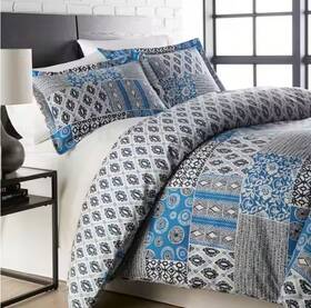 South Shore Furniture 810001363123 Southshore Global Patchwork 3-piece Blue Microfiber King/cal King Comforter Set