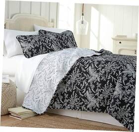 Southshore Fine Linens 611498675009 Black Quilt Queen Size Oversized Full / 40 - Winter Brush