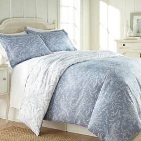 Southshore Fine Linens 810001363192 Winter Brush Reversible 3-piece Blue Floral Microfiber