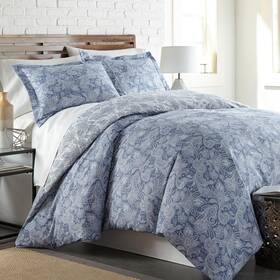 Southshore Fine Linens 810001365516 Perfect Paisley Reversible 3-piece Blue Microfiber King/cal King Comforter Set