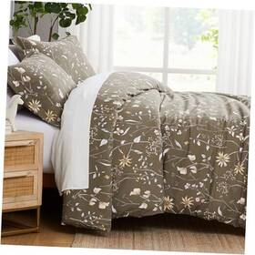 Southshore Fine Linens 810001369637 3-piece Full/queen Size Comforter Set Full / Queen Secret Meadow Olive Brown