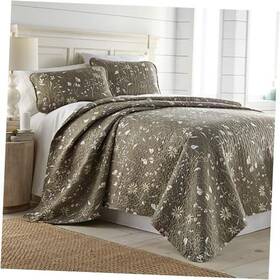 Southshore Fine Linens 810009705239 Oversized Quilts For King / California 29 - Secret Meadow Olive Brown