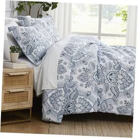 Southshore Fine Linens 810028308404 Paisley Boho Duvet Cover Full/queen Size - Full / Queen Enchantment Blue