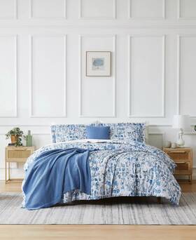 Southshore Fine Linens 840263875980 Rhythm 5 Piece Comforter Set - King Blue Gray White