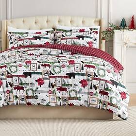 Southshore Fine Linens 840263885569 Christmas Comforter King Size With 2 Pillow / California Merry Town