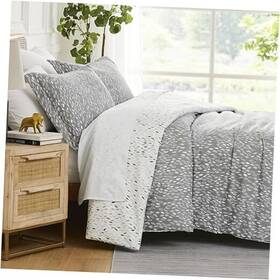 Mf-duv-1207gr-q Southshore Fine Linens Botanical Oversized Duvet Cover Set Full / Queen Leaves Grey
