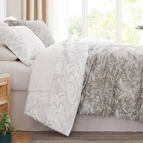 Southshore Fine Living Inc. 611498676501 Twin Mattress Comforter Set Floral Winter Brush Grey/whit