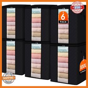 B0fcygbkg9 Spacewhisper 6 Pack 100l Clothes Storage Foldable Thick Fabric Blanket