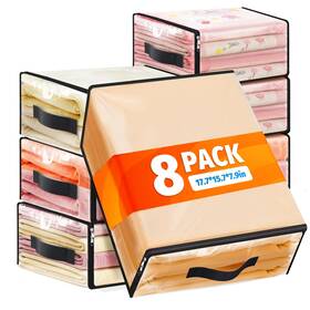 B0fdkjftdj Spacewhisper 8 Pack Clear Storage Bags Plastic Blanket Zipper Handl