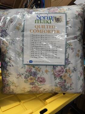 Springmaid 030473116366 Vtg 90s Quilted Comforter King Floral Stripes Free Ship