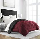 Sr-dmndrvrscmfrtr-brgnd-blk-k Sleep Restoration Comforter Reversible Goose Down Alternative Luxury 603784797168