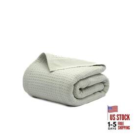 Srinivasa Textiles 850059124703 100% Cotton Waffle Blanket Twin Size 90 Inch X92 Lightweight All Queen Sea Foam
