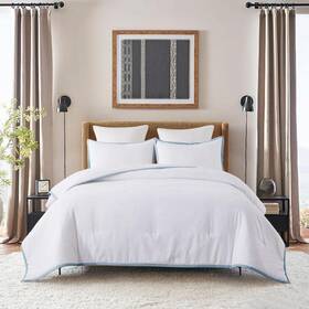 P2021-0279-q-b St. James Home Comforters Microfiber Tufted In Blue Fog/white Full/queen 3-pcs