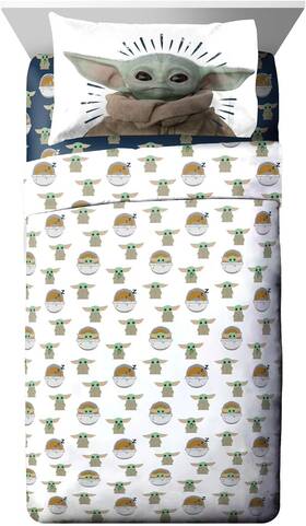 Jb25132can Star Wars The Mandalorian 4-piece Twin Bedding Sheet Set For Kids