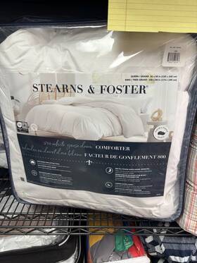 184763 Stearns & Foster And Queen White Goose Down Comforter 600 Thread Count Cotton Twill