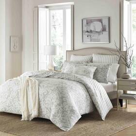 223968 Stone Cottage Camden 3-piece Gray Floral Cotton Full/queen Comforter Set