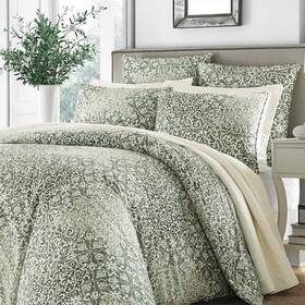 53060988 Stone Cottage Green Abingdon Duvet Cover Set Full/queen -