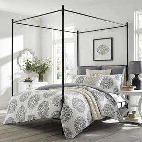 Ushsa51054187 Stone Cottage Bristol 3-piece Gray And Cream Medallion Cotton Queen Comforter