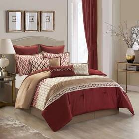 Caval10x-ck-bur-pu1 Stratford Park 810105130584 Auburn Piece Comforter Bedding Set Burgundy California King