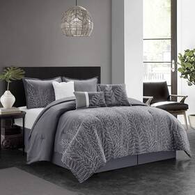 Alicia7-q-gry Stratford Park Natalie 7-piece Comforter Set Grey Bed Size Queen Alicia7