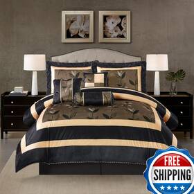 Stratford Park B0bxgryxxs Elegant Leaves 7-piece Comforter Bedding Set Bronze King Size