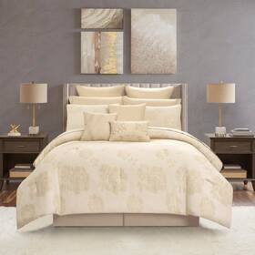 Feruza13-k-gl Stratford Park 13 Piece Gold Comforter Set Cozy And Warm King Size Girls Bedding All Seaso