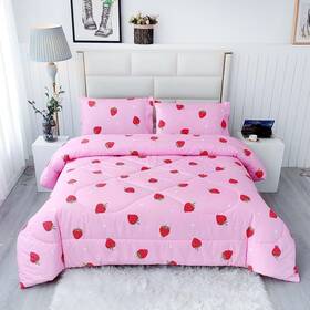 Sturdy One 445045186129 3pcs Strawberry Comforter Set Queen Size Bedding Kawaii B