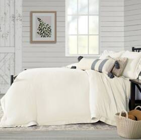 22681112 Sunham Washed Full / Queen 3 Piece Duvet Set - Coconut Milk