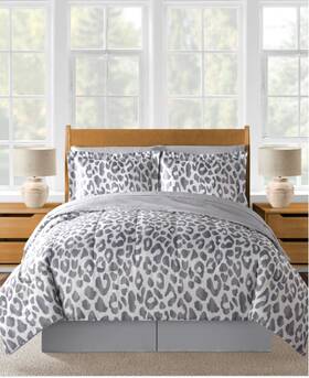 Sunham 734737705449 Greyscale Cheetah Grey 6-pc Comforter Sets