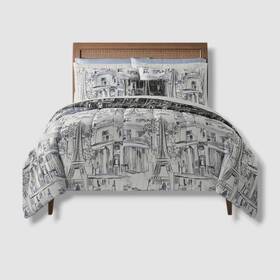 Sunham 734737705685 Fairfield Square Collection Blue Rues De Paris Comforter Sets-queen