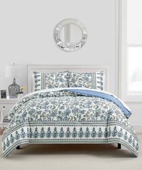 Sunham 734737752993 Jasmine Floral-print 3-pc. Comforter Sets - Blue Nwt