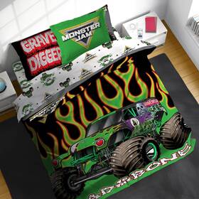 B0clhb2bth Sunny Side Up Monster Jam Full Comforter Set - 7 Piece Kids Bedding