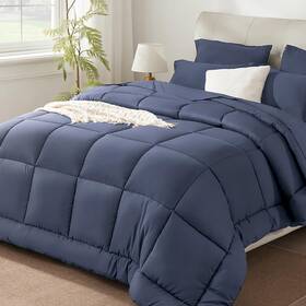 Shus24cf02bg8888 Sunstyle Home Grayish Blue Full/queen Comforter Set - 7 Pieces Bed In A Bag Lightweight