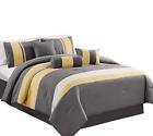 Sunvale-com-king Chezmoi Collection Sunvale Yellow Grey White Comforter Bedding 840079107763