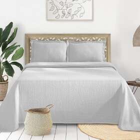 Superior 190052064317 100% Cotton Fleur De Lis Matelasse Twin Bedspread White
