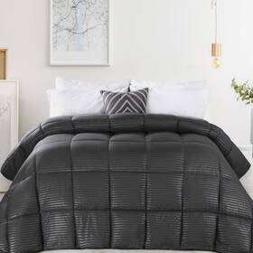 Superior 190052303997 Brushed Microfiber 1 Cm Striped Comforter Down Alternative Bedding Reversib