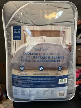 1880001 Sutton Place Collection Queen Cooling Comforter Gray Polyester Diamond Bedroom