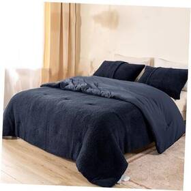 Suzhoutianxinyingdianzishangwuyouxiangongsi 717298181150 Plush Warm Sherpa Down Comforter King King/cal 107 Inch X92 Navy Blue