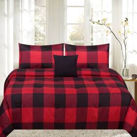 4pc-cmf-bffalo-fq Sweet Home Collection 4piece Print Reversible Comforter Set