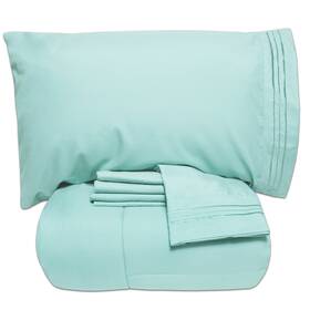 5pc-cmf-sht-aqu-ful Sweet Home Collection Luxury 5 Piece Bed-in-a-bag Solid Color Comforter And Sheet Set Full Aqua
