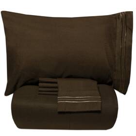 5pc-cmf-sht-chc-ful Sweet Home Collection Luxury 5 Piece Bed-in-a-bag Solid Color Comforter And Sheet Set Full Chocolate