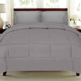 Sweet Home Collection 616316844636 White Goose Down Alternative Comforter Full Gray