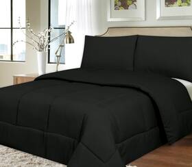 Sweet Home Collection 641427513232 Down Alternative Polyester Comforter Box Stitch Microfiber Bedding - Full Black