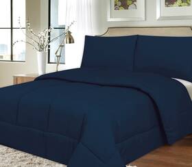 Sweet Home Collection 641427513362 Down Alternative Polyester Comforter Box Stitch Microfiber Bedding - King Navy