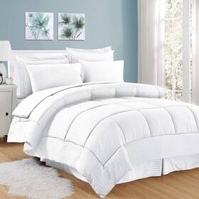 Sweet Home Collection 643462030897 8 Piece Bed In A Bag With Dobby Stripe Comforter Sheet Set Skirt And S