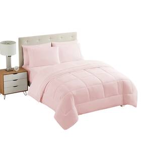 6p-st-cf-ppk-tx Sweet Home Collection Set 5 Piece Comforter Fitted Pillowcase Pale Pink Twin Xl